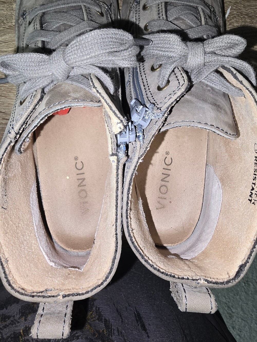 Vionic Shawna Water Resistant Gray Nubuck Leather Sneaker Bootie Shoes Womens 10 - Picture 11 of 14